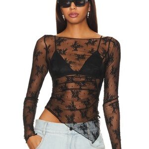 Free People Full Bloom Black Lace Top